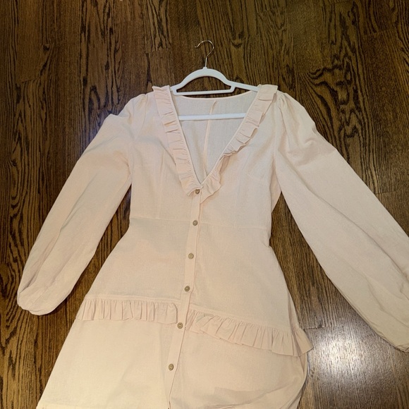 Commense Cotton & Linen Semi-Sheer Ruffle Trim Long Dress - Picture 13 of 16